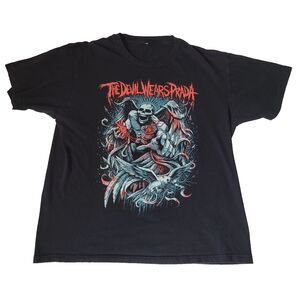 The Devil Wears Prada Mens M Black Graphic Band T Shirt Metalcore Skull Design